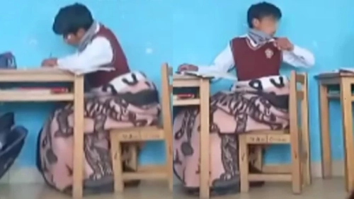 "Resfriado pero responsable": Un estudiante llevó su frazada a su colegio para abrigarse